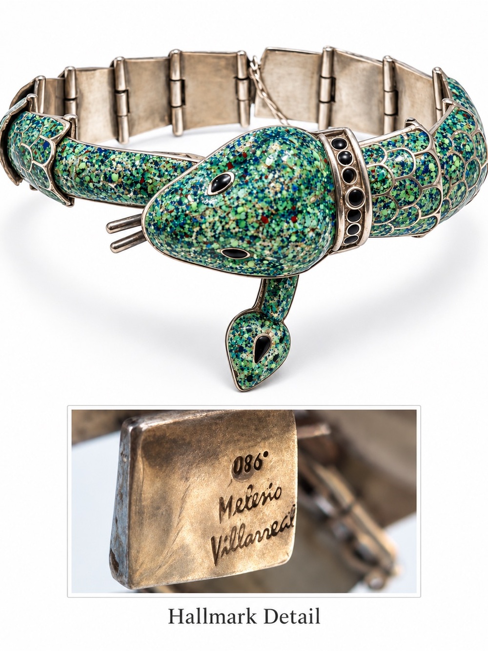 Green Enamel Snake Bracelet